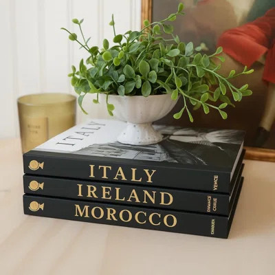 Decorative Books For Home Decor 8"X10" (3 Pcs) Fake Books For Decoration Gold Foil & Linen Texture Binding Entry Way Table Home Decor Perfect Decor Bo | Wayfair North America