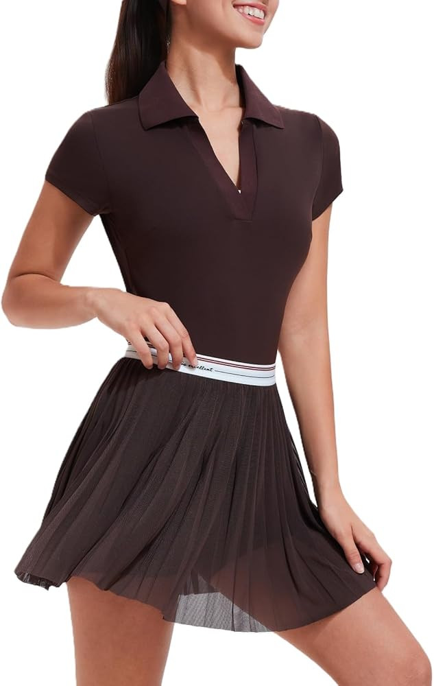 Mudere Tennis Skirt Set for Women Two Piece Golf Outfits High Waisted Pleated Athletic Skirt Outf... | Amazon (US)