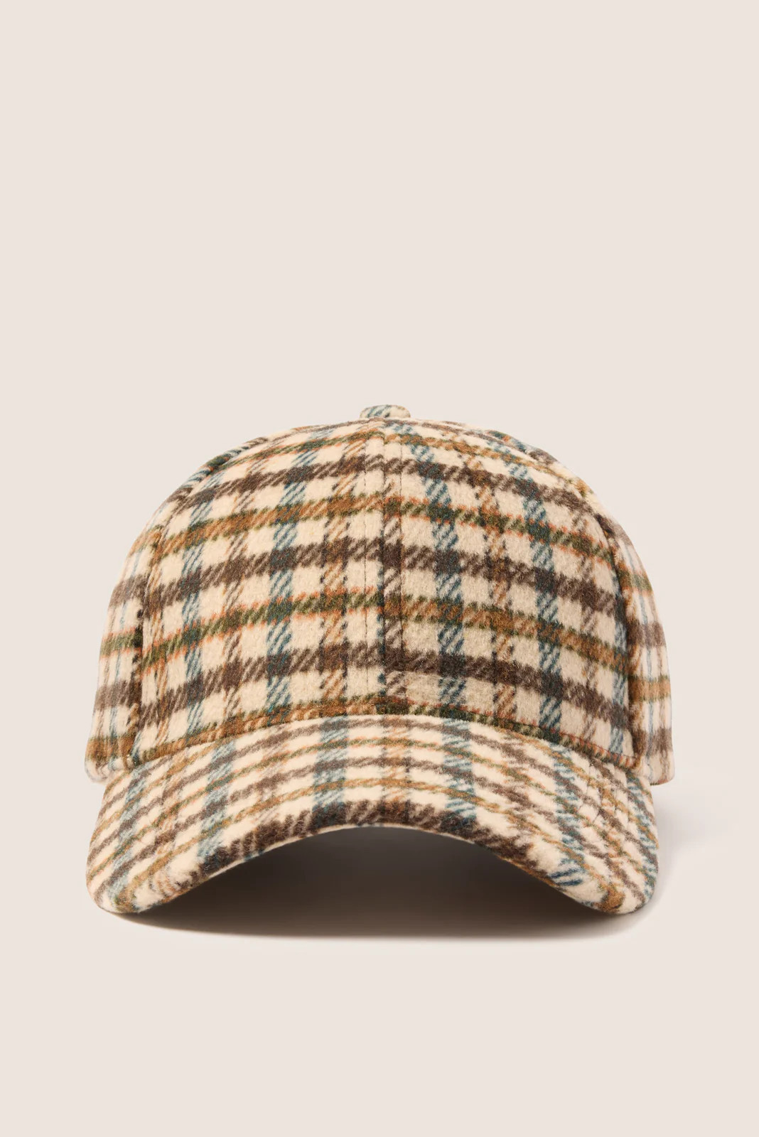 EVEREVE Women's Robbins Plaid Baseball Hat, Taupe | Evereve