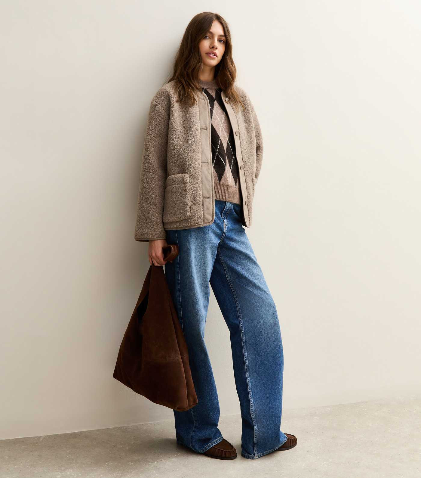 Mink Borg Button Through Jacket | New Look | New Look (UK)