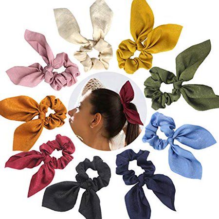 9 Pack Hair Elastics Scrunchies Rabbit Ears Design Hair Bow Chiffon Ponytail Holder Bobbles Soft Ele | Walmart (US)