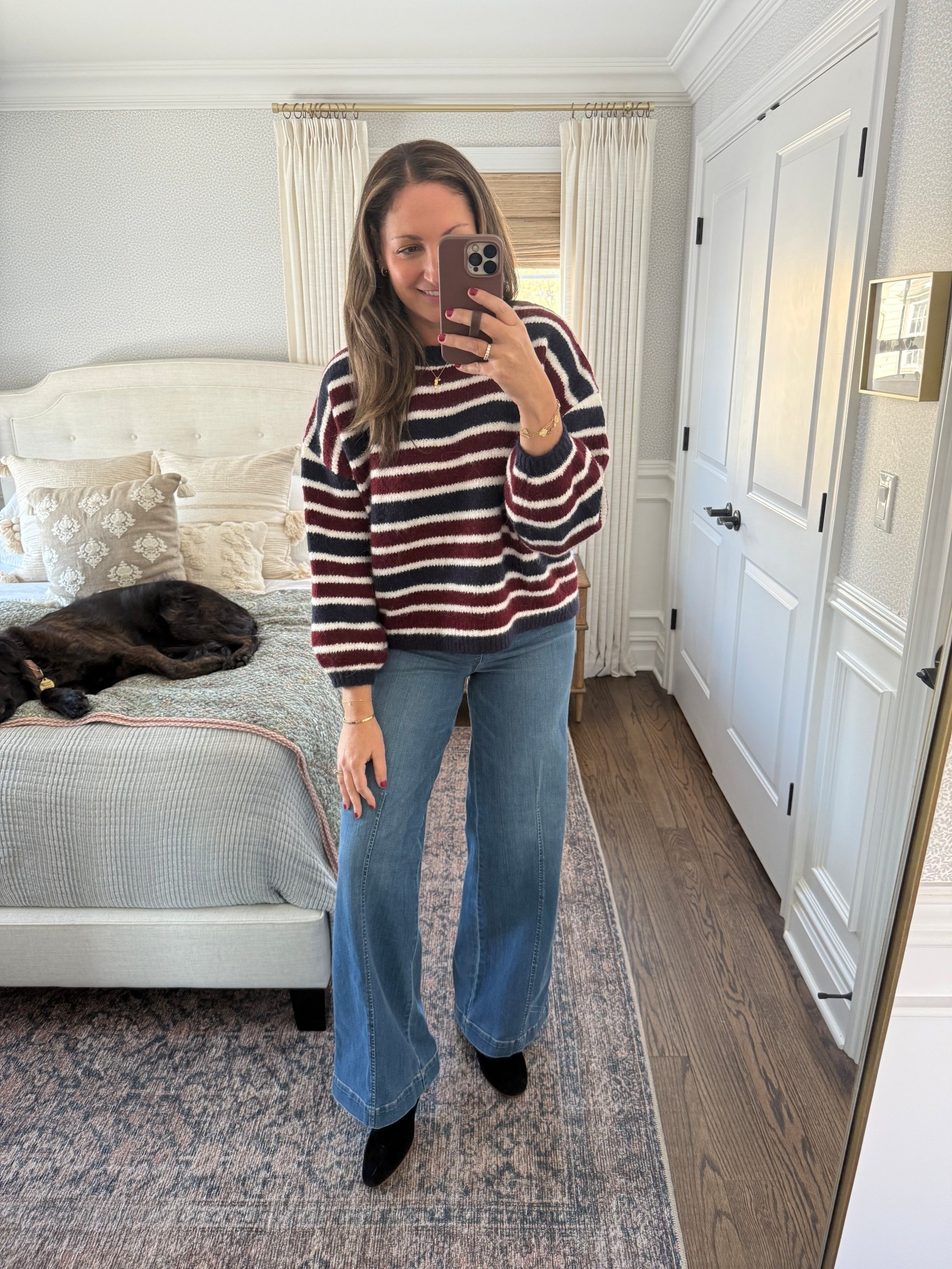 My OOTD on this below freezing day! Coziest (and softest) striped sweater, my favorite pull-on wide leg jeans and my everyday jewelry stack!

#LTKmomlife #LTKHome #LTKootd