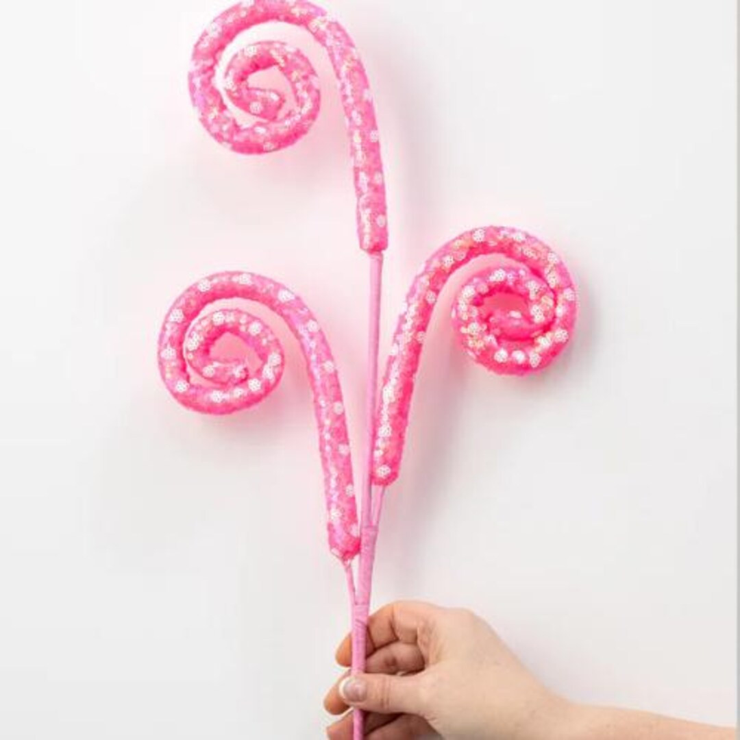 28" Sequin Polkadot Spiral Curly Spray: Iridescent Pink - Etsy | Etsy (US)