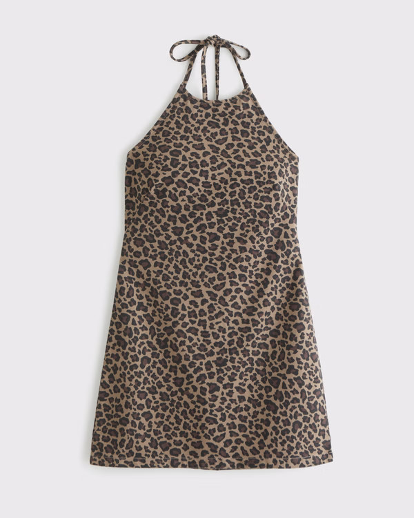 Open-Back Halter Denim Mini Dress | Abercrombie & Fitch (US)