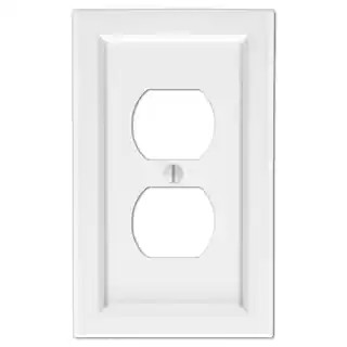 Woodmore 1 Gang Duplex Wood Wall Plate - White | The Home Depot
