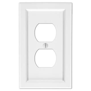 Woodmore 1 Gang Duplex Wood Wall Plate - White | The Home Depot