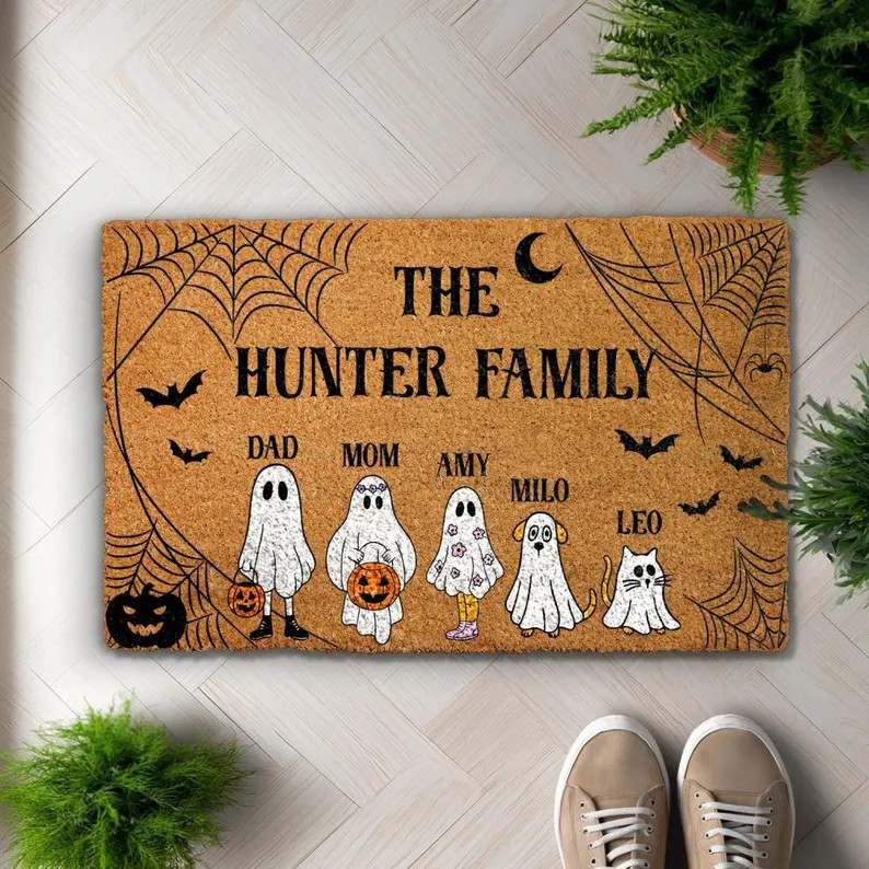 Personalized Halloween Doormat, Custom Family Name Welcome Mat, Spooky Family Home Decor, Fall Ho... | Etsy (US)