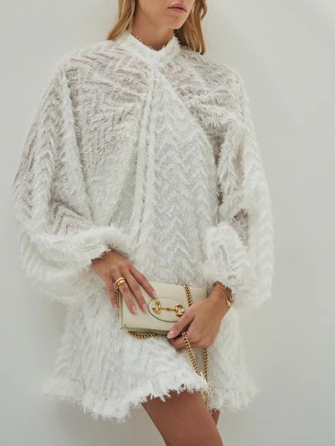 Claridge Feathery Soiree Dress | White | Vita Grace