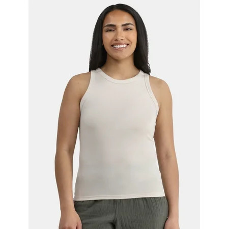 Time and Tru Women's High Neck Ribbed Tank Top, Sizes XS-XXXL | Walmart (US)