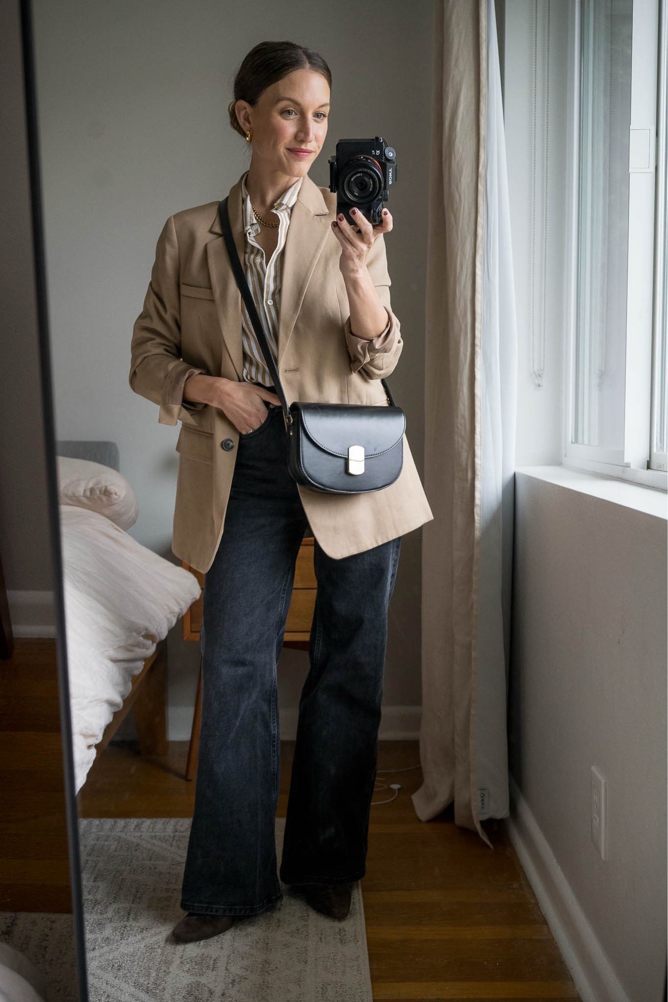 Daily Look 11.19.24

Sèzane shirt, 4, I sized up. Everlane blazer, 0, TTS. Everlane jeans, 24, I took my smaller size and the longer inseam for full length. Madewell boots,, go up a half size. Sèzane bag. Able hoop earrings. Parker Necklace from Sela Designs, ASHLEYROHR10 for 10% off  

#LTKOver40 #LTKStyleTip #LTKSeasonal