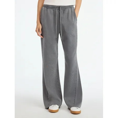 Scoop Women’s Mineral Washed Fleece Flare Leg Sweatpants, Sizes XS-XXL | Walmart (US)
