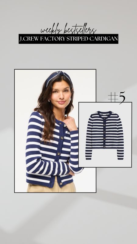 #5 bestseller - jcrew factory striped cardigan 

• on sale for under $75 
• great workwear staple for the spring/summer 

#LTKFindsUnder100 #LTKWorkwear #LTKStyleTip