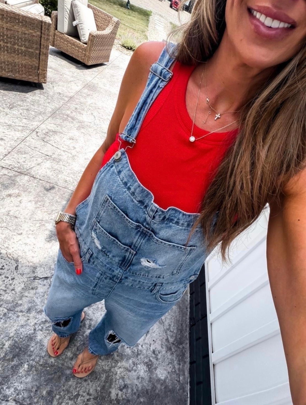These denim overalls are such a fun switch up from shorts! ❤️ Paired with a classic red tank for an easy casual outfit that’s perfect for summer now and football season later. Comfortable, cute, and one you’ll wear on repeat.

denim overalls, casual summer outfit, red tank top, everyday style, football game outfit, game day outfit, casual denim, weekend outfit, comfortable fashion, layering piece, fall transition outfit, themominstyle

#LTKootd #LTKSeasonal #LTKOver40
