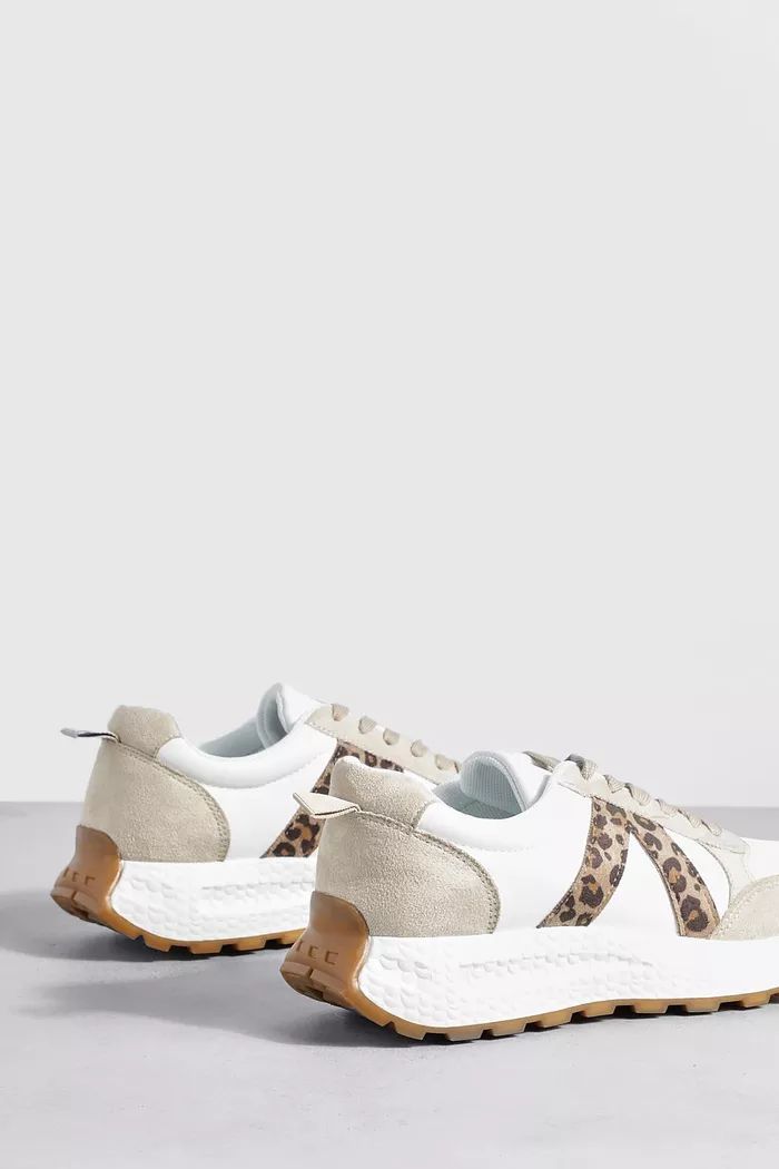 Leopard Detail Chunky Sneakers | boohoo (US & Canada)