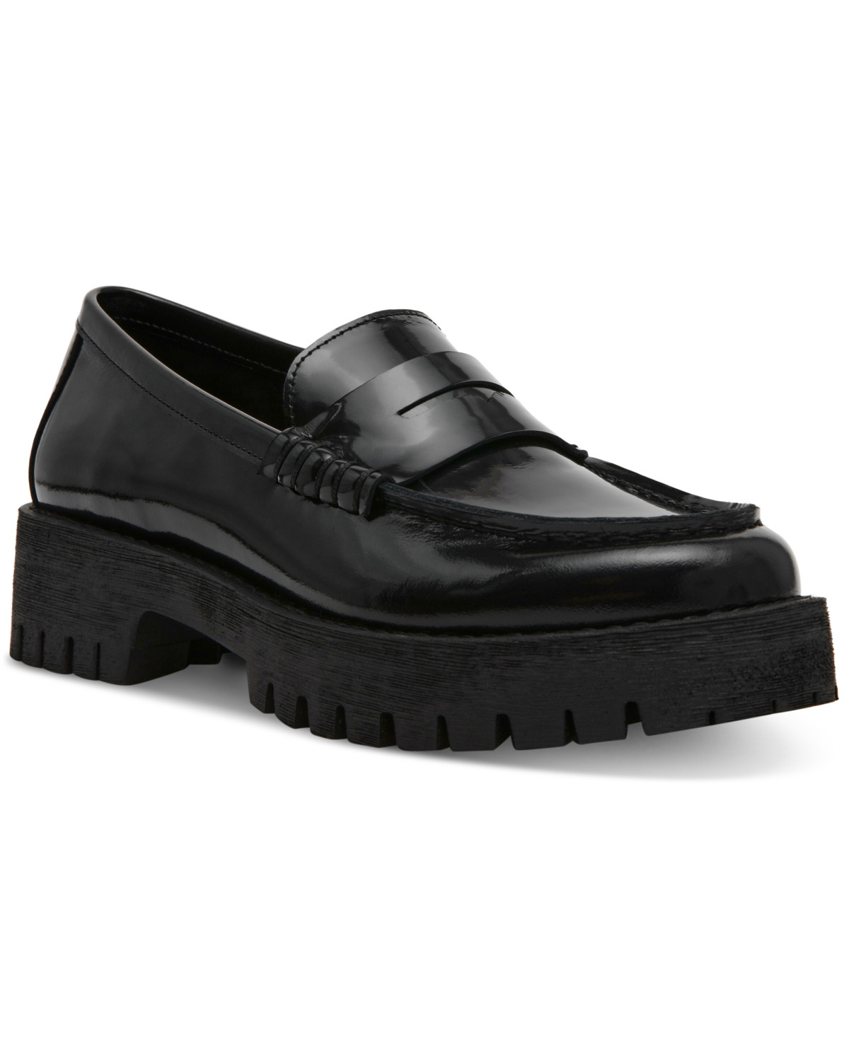 Steve Madden Women's Langsten Lug-Sole Tailored Loafers - Black Box | Macy's