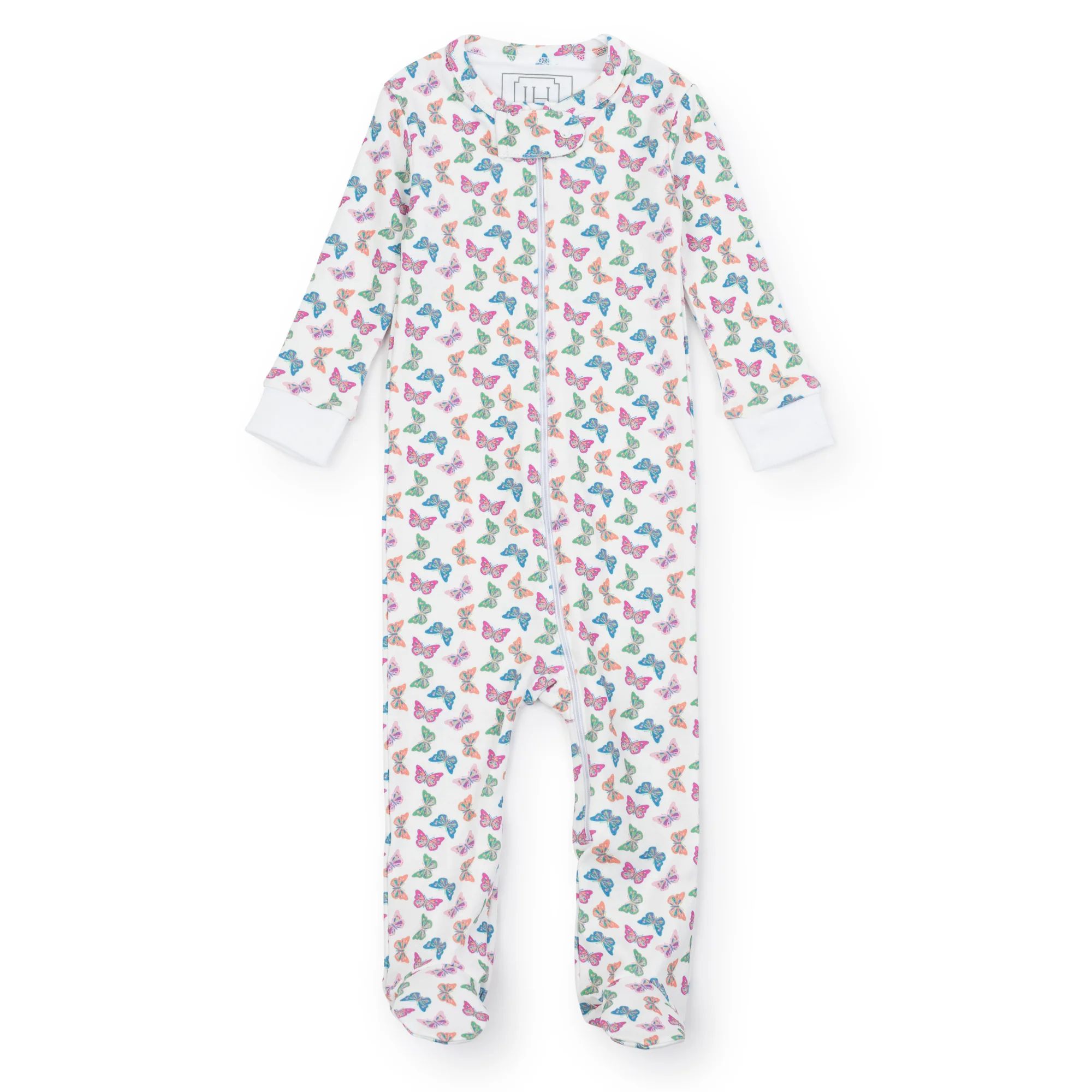 Lila and Hayes Parker Zipper Pajama - Bright Butterflies | JoJo Mommy