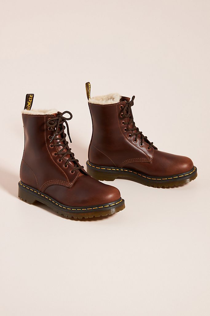 Dr. Martens 1460 Faux Fur-Lined Serena Lace-Up Boots | Anthropologie (US)
