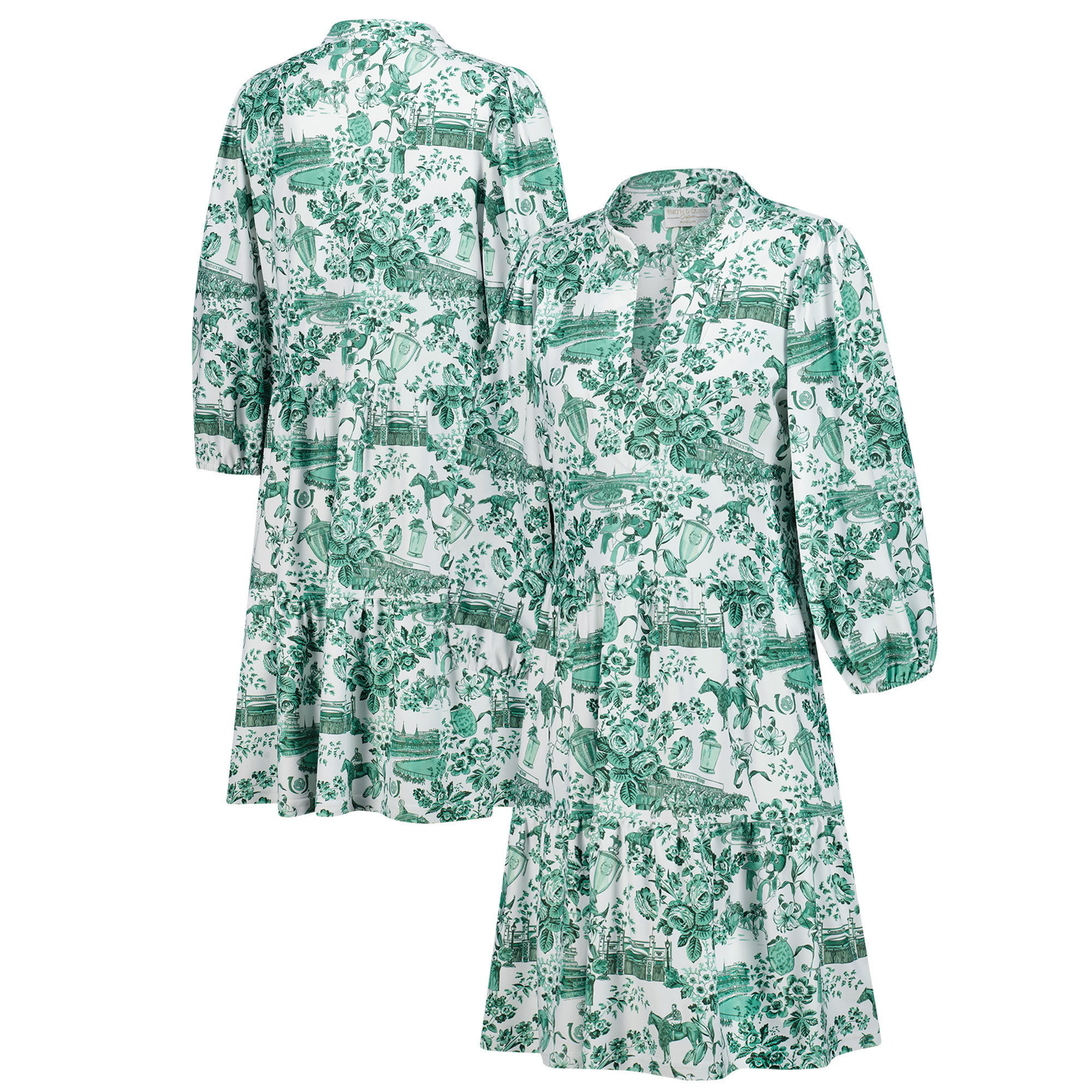 Women's Smith & Quinn White/Green Kentucky Derby Tory V-Neck Dress | Fanatics