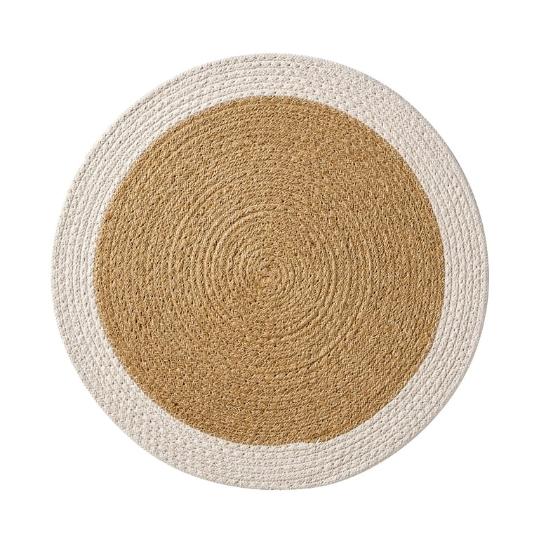 Mainstays Kitchen Placemat, Everyday Boho Farmhouse Jute 15" Round - Papyrus Beige | Walmart (US)