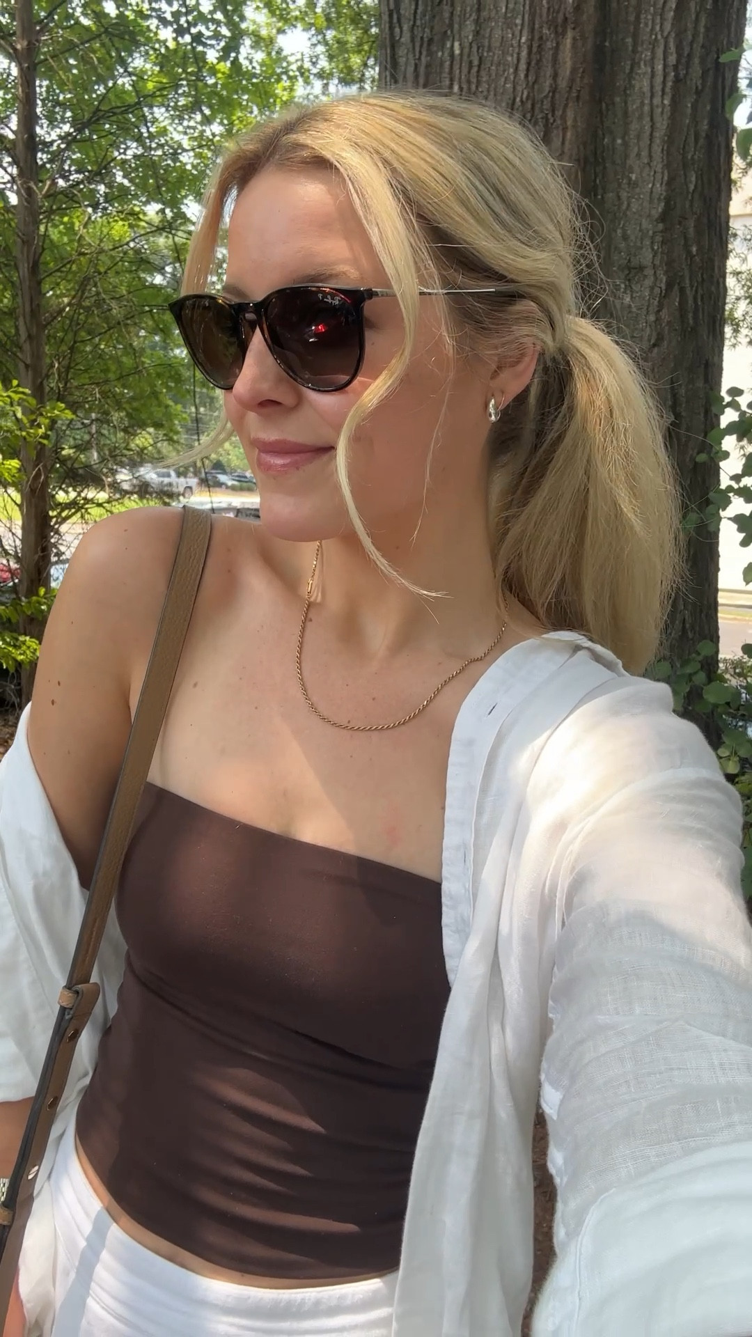 Easy but elevated summer outfit 

Wearing an xs in tube top and small in linen shirt. 

Linking similar shorts! 

These flip flops are soo comfy and tts 