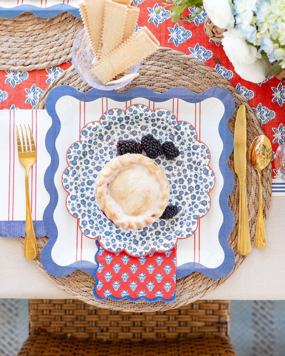 Blue Ditsy Floral Paper Plate | My Mind's Eye