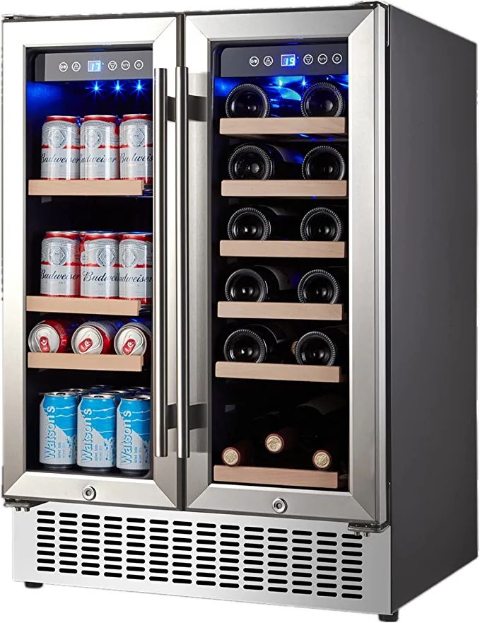 AAOBOSI 24 Inch Beverage and Wine Cooler Dual Zone 2-IN-1 Wine Beverage Refrigerator Hold 18 Bott... | Amazon (US)
