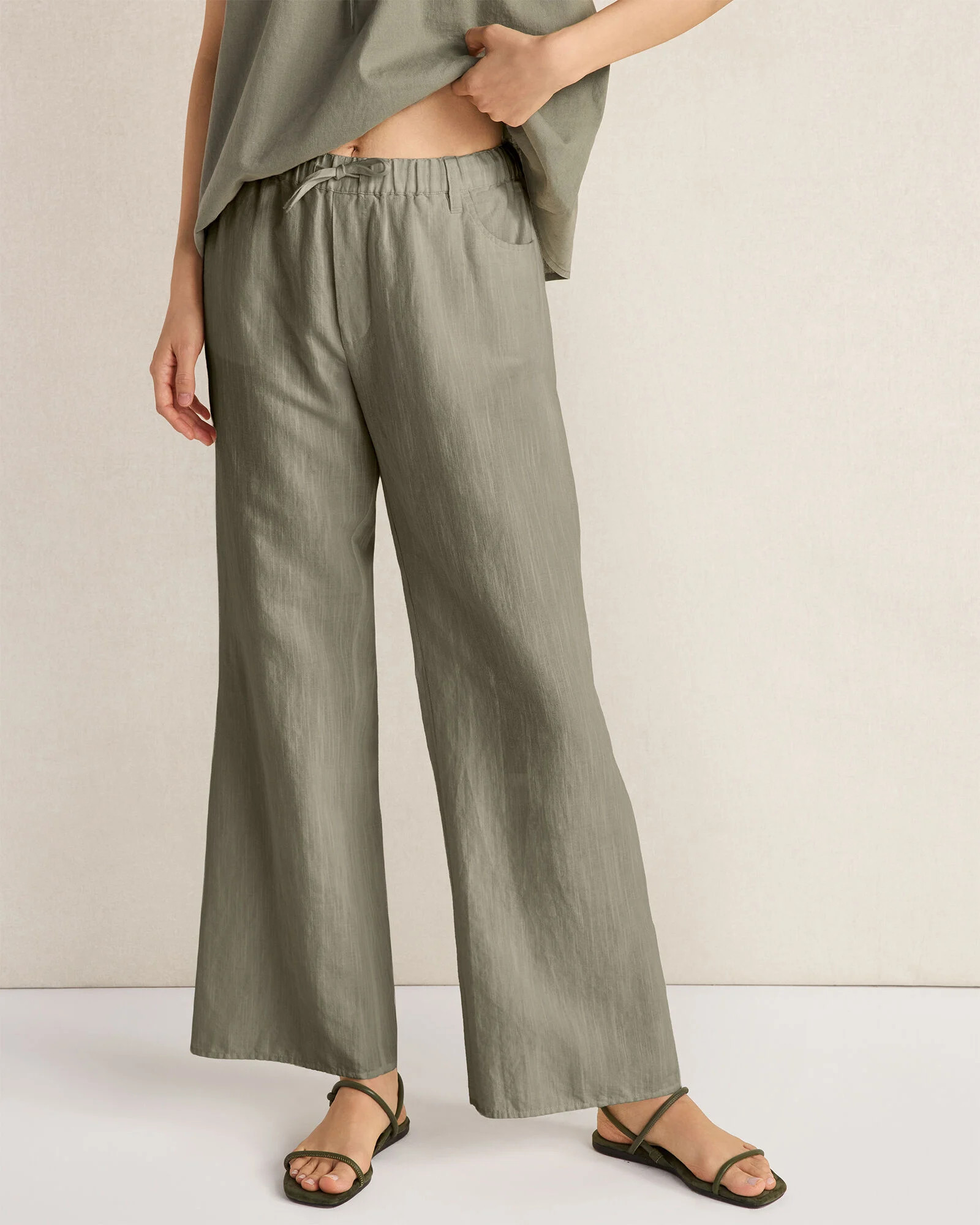 Organic Cotton Linen Drawstring Pants | Talbots