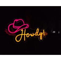 Howdy Neon Sign, Led Cowboy Hat Western North American Greeting Light, Light Up Party Decor Signs | Etsy (US)