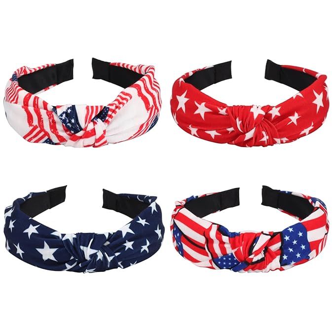 Budsmile 4PCS American Flag Headbands for Women Girls Independence Day 4th of July Red White Blue... | Amazon (US)