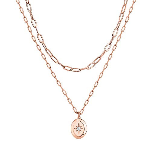 Amazon.com: PAVOI 18K Yellow Gold Plated Ring Pendant Layering Necklace Duo for Women | Dainty Ci... | Amazon (US)