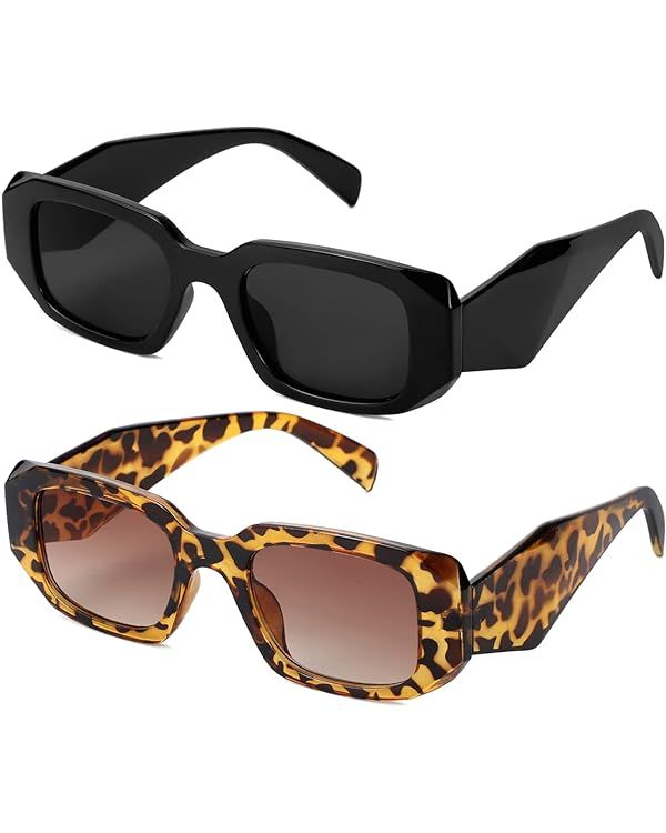 JOVAKIT Trendy Thick Chunky Rectangle Sunglasses for Women Men Fashion Small Square Sun Glasses U... | Amazon (US)