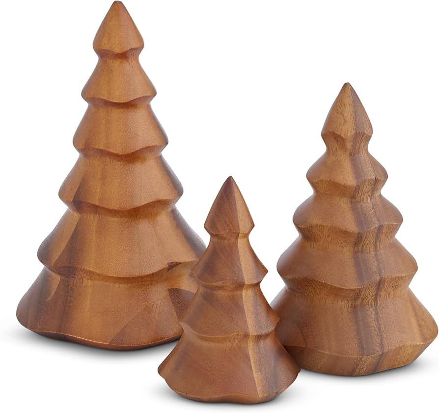 Nambe Deck The Halls Wood Christmas Trees Set of 3 | Mini Christmas Trees Figurines | 4.5, 6 and ... | Amazon (US)