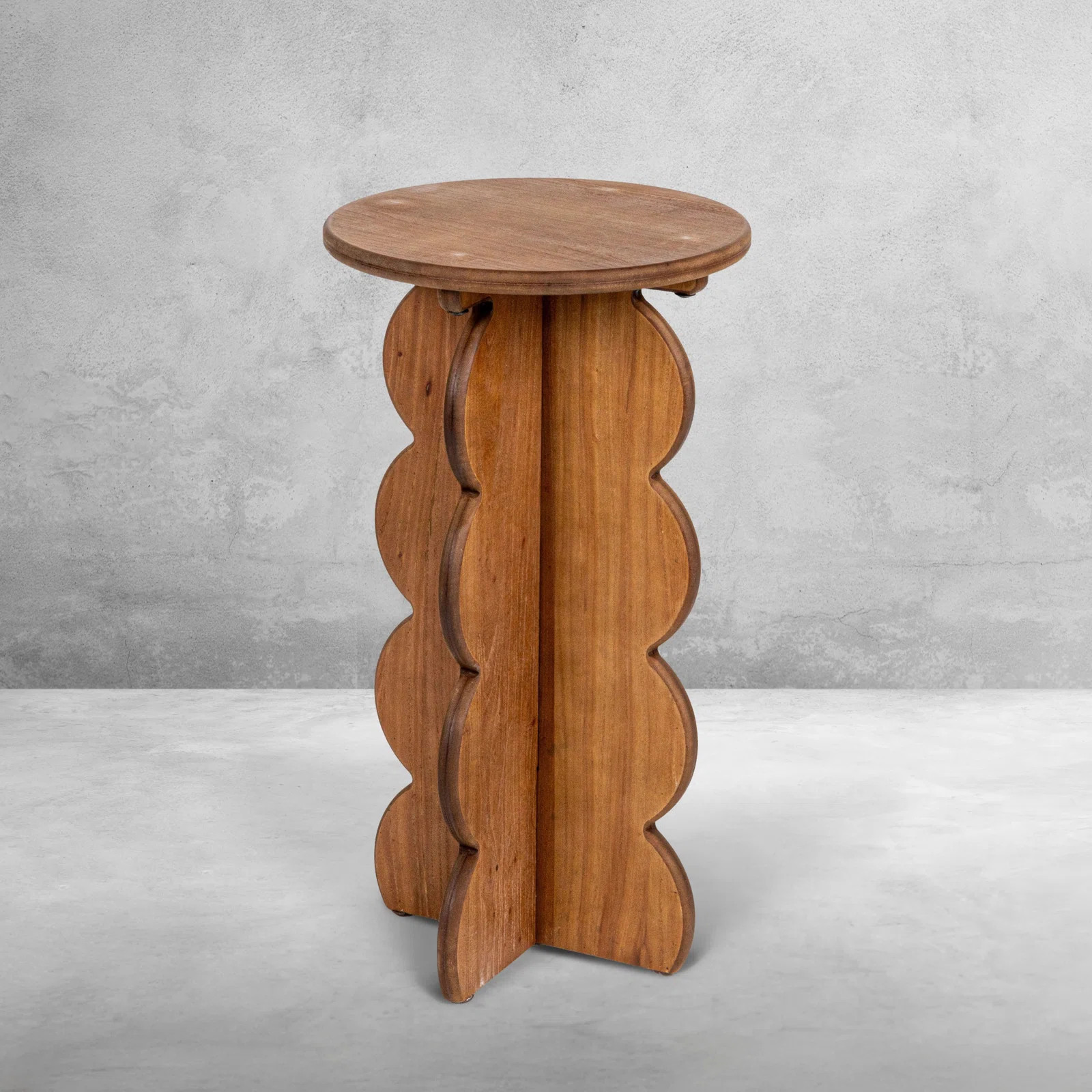 Isabel Scalloped Edge Accent Table in Walnut Finish | Wayfair North America