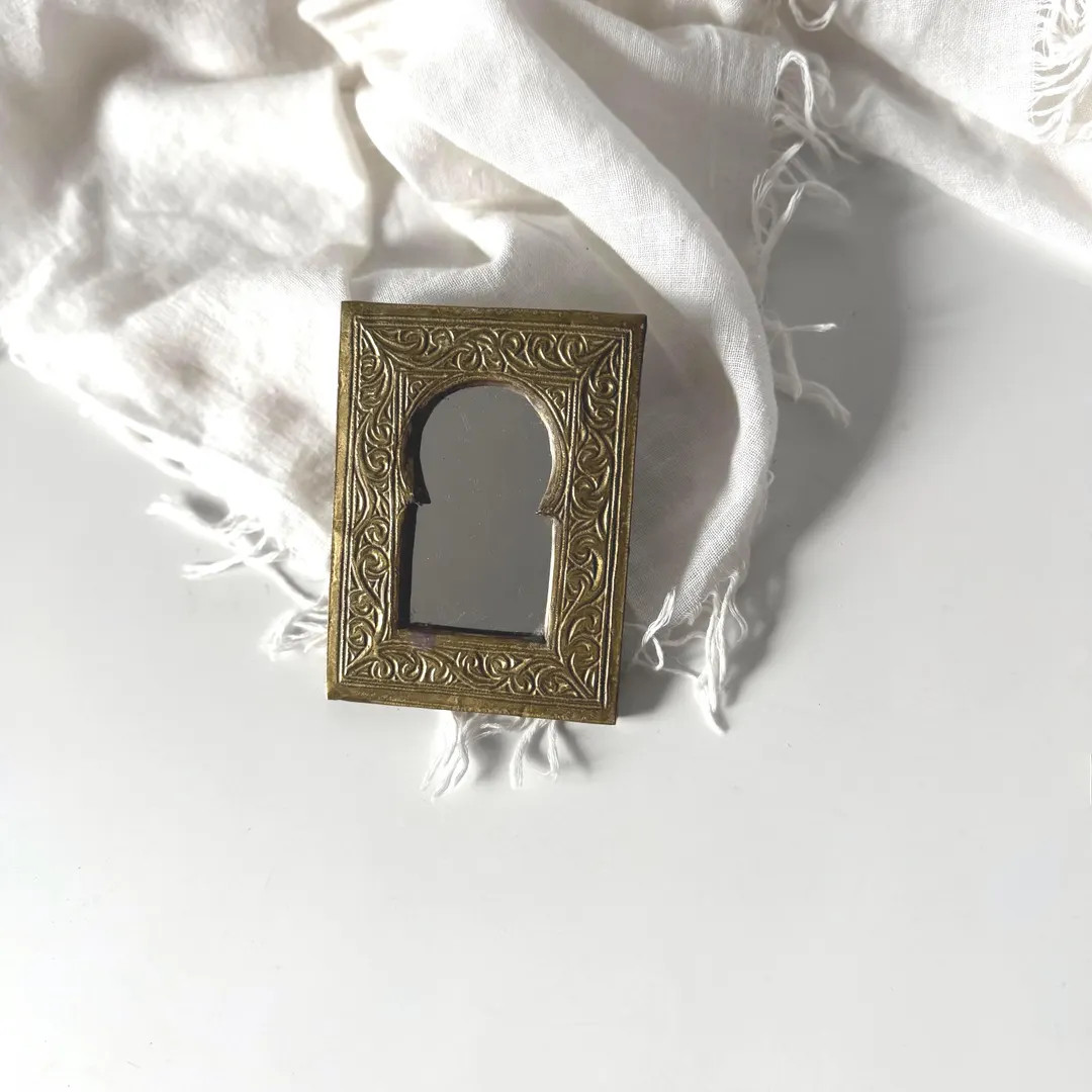 Vintage Moroccan Brass Mirror Small Ornate Wall Keyhole Arch Brass Frame Boho Decor Hanging - Ets... | Etsy (US)