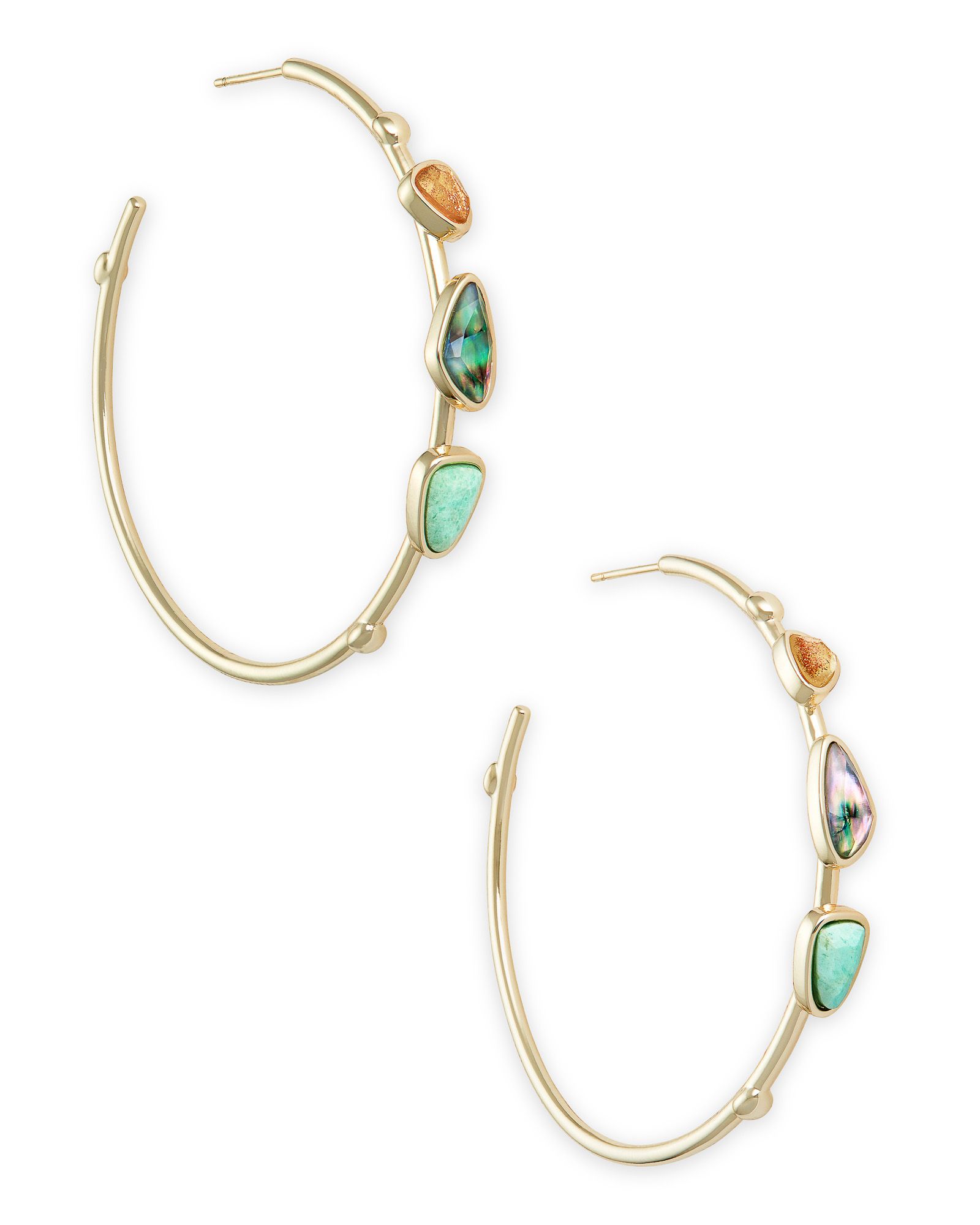 Ivy Gold Hoop Earrings in Sea Green Mix | Kendra Scott