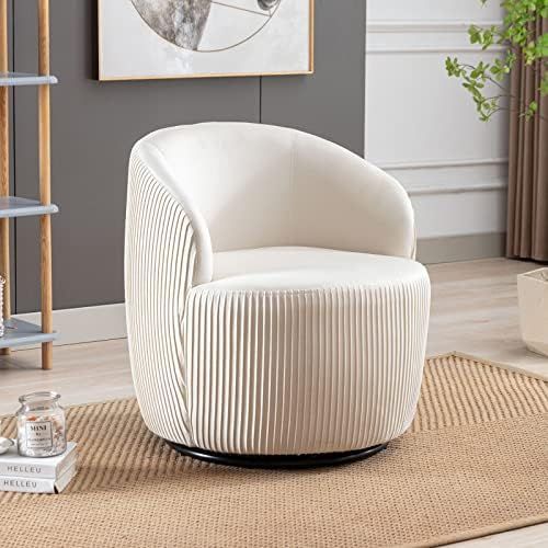 Taiweny Swivel Barrel Chair, Velvet Upholstered 360-Degree Swivel Accent Armchair, Modern Round C... | Amazon (US)
