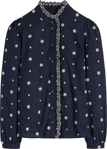Helena Floral Embroidered Cotton Button-Up Shirt | Nordstrom