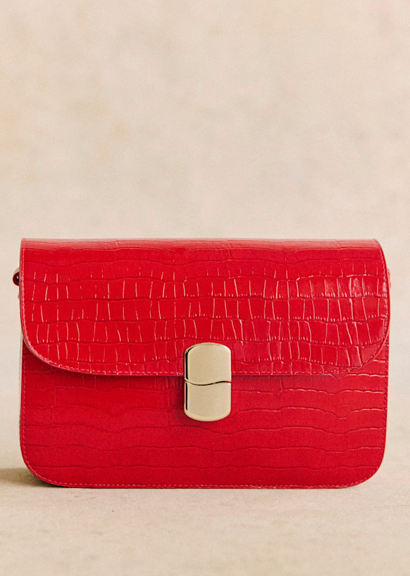 Milo Classic Bag - Crocodile Red - Bovine leather - Sézane | Sezane Paris - US