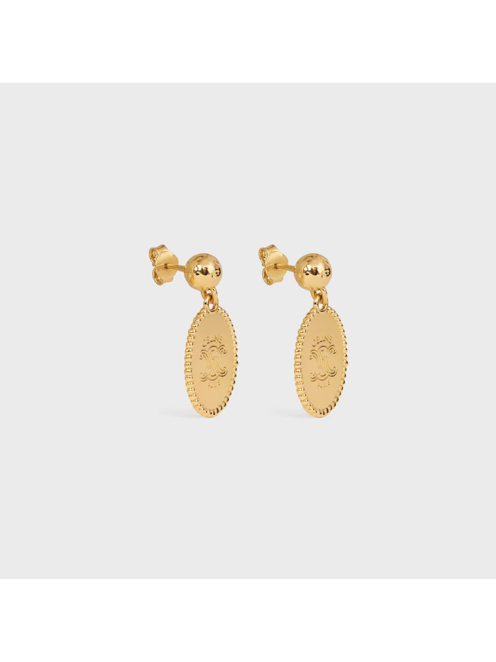 TRIOMPHE MEDAL EARRINGS IN BRASS WITH GOLD FINISH | Senser US