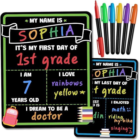 First Day of School Sign - First Day of School Board - 14” X 11” Double-Sided & Reusable - La... | Amazon (US)