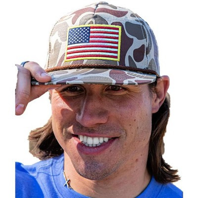 Burlebo Men's Classic Camo American Flag Embroidery Snapback Cap | Target