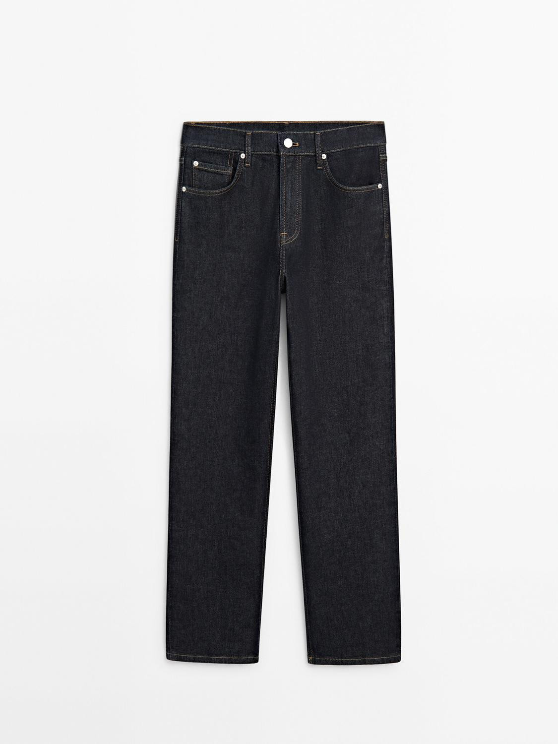 Straight-leg rinse wash high-waist jeans | Massimo Dutti UK