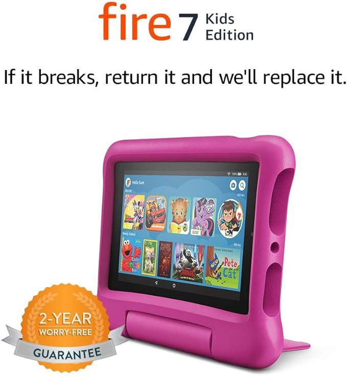Fire 7 Kids Edition Tablet, 7" Display, 16 GB, Pink Kid-Proof Case | Amazon (US)