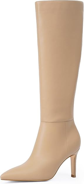Knee High Boots Women Pointed Toe Tall Boots 3 In Stiletto High Heel Long Boots Side Zipper Dress... | Amazon (US)