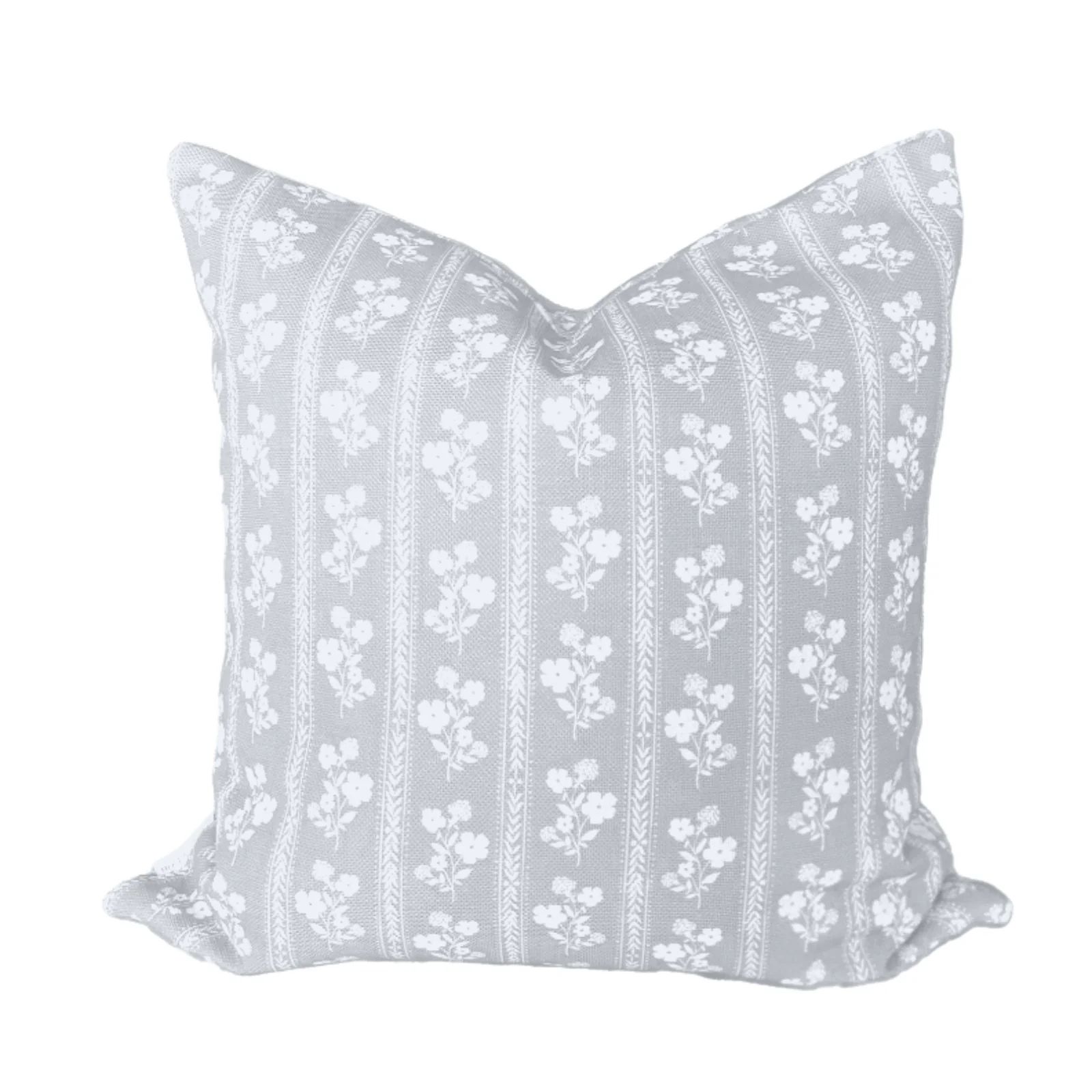 Hollyhock Floral Pillow in Stone Grey | Brooke and Lou