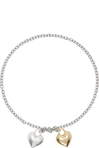 Silver Entangled Hearts Necklace | SSENSE