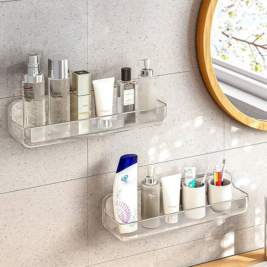 Diesisa 2PCS Shower Caddy, Self Adhesive Bathroom Shelf, Shower Shelf No Drilling, Wall Mounted S... | Amazon (UK)