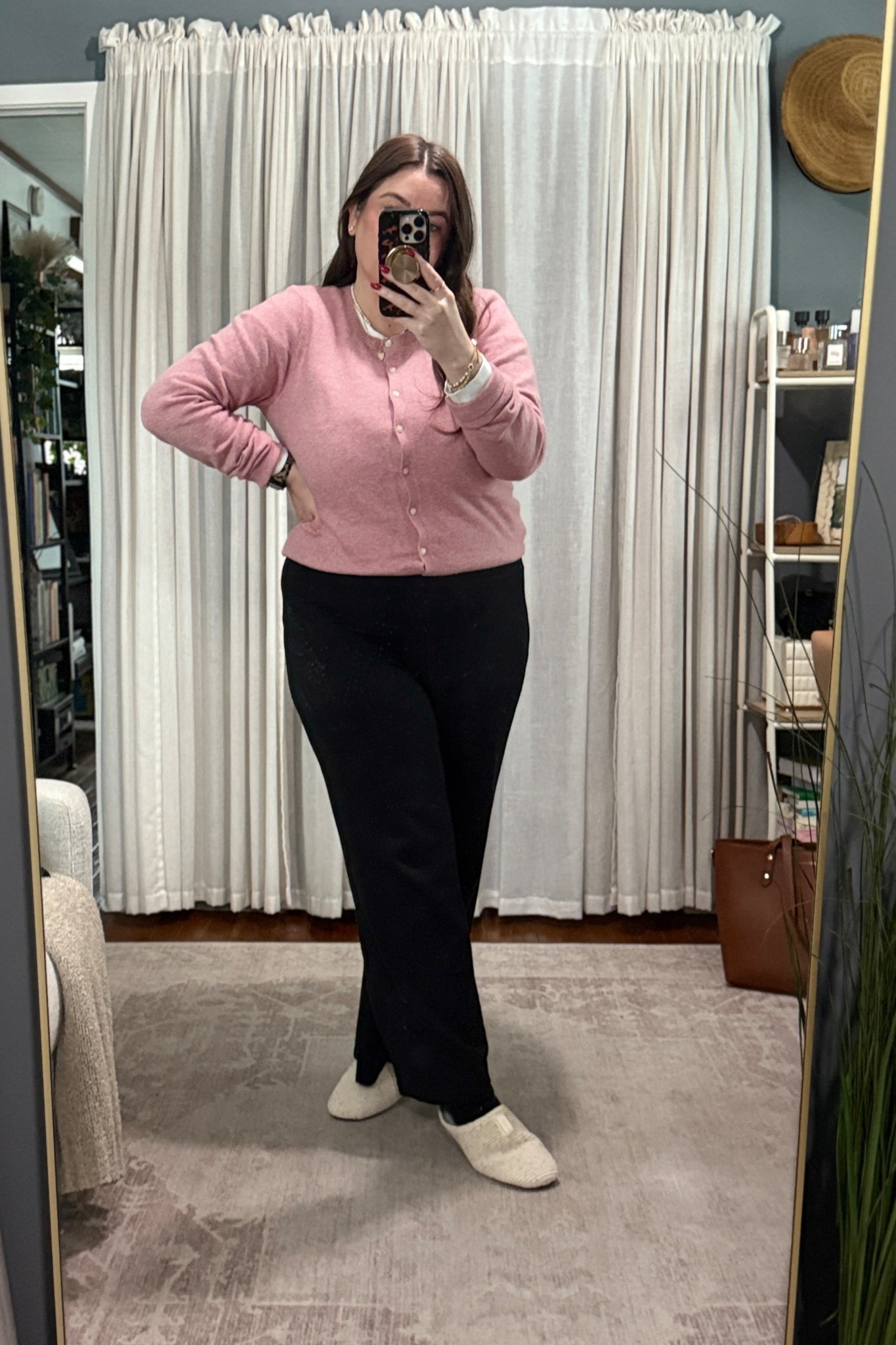 Today's cozy wfh outfit with the best basics:
Old Navy long sleeve vintage tee
Old Navy SoSoft cardigan
Spanx wide leg pants 
Bombas slippers

#LTKMidsize #LTKWorkwear #LTKootd