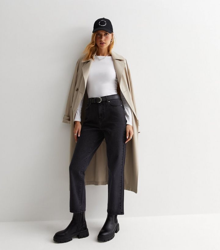 Black Ankle Grazing Hannah Straight Leg Jeans | New Look | New Look (UK)