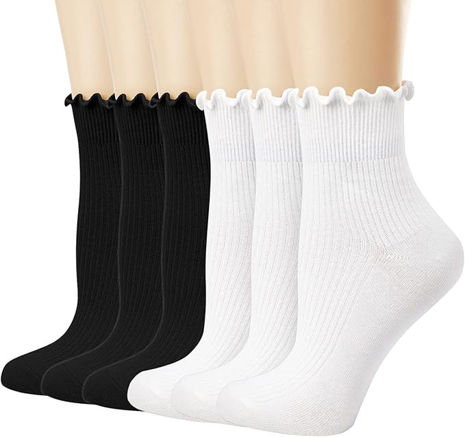 Mcool Mary Women's Ruffle Socks,Casual Cute Ankle Breathable Knit Cotton Soft Frilly Crew Socks f... | Amazon (US)